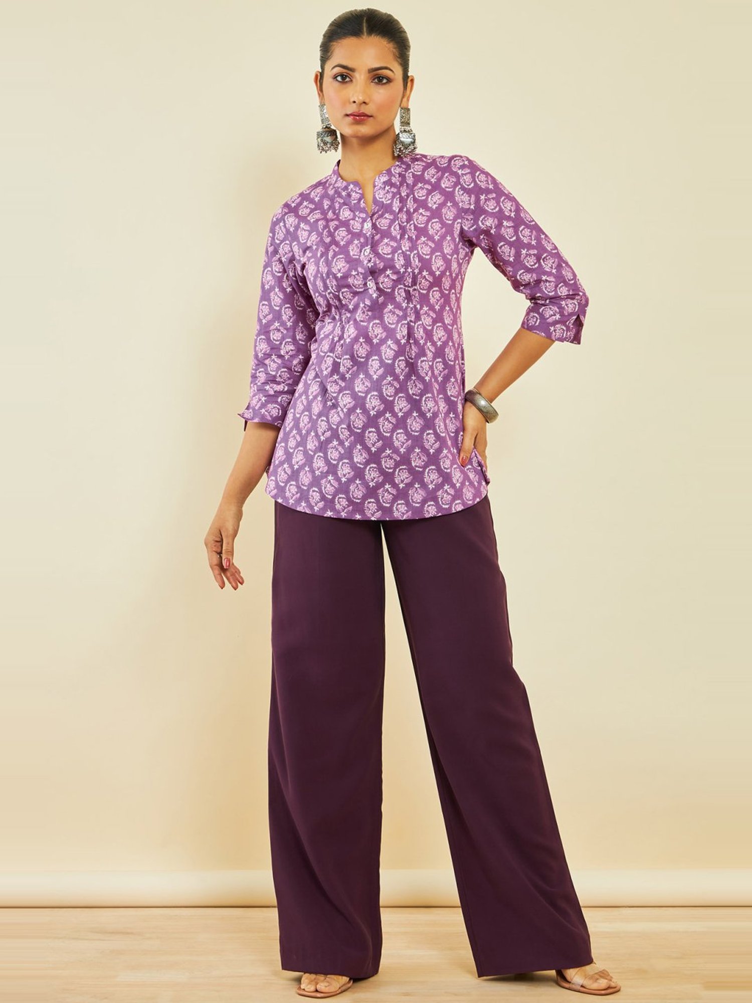 Soch Purple Cotton Printed Tunic