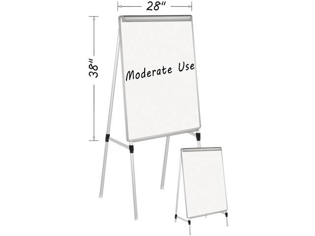 Mastervision EA2300335 Silver Easy Clean Dry Erase Quad-Pod Presentation Easel, 45" to 79", Silver