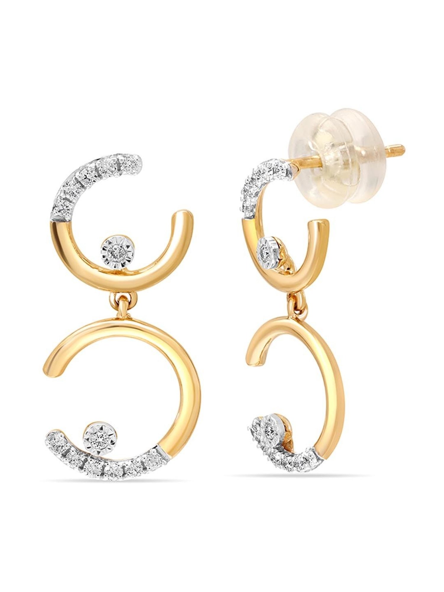Mia by Tanishq Nature's Finest 14k Gold Sparkling Curves Diamond Drop Earrrings for Women