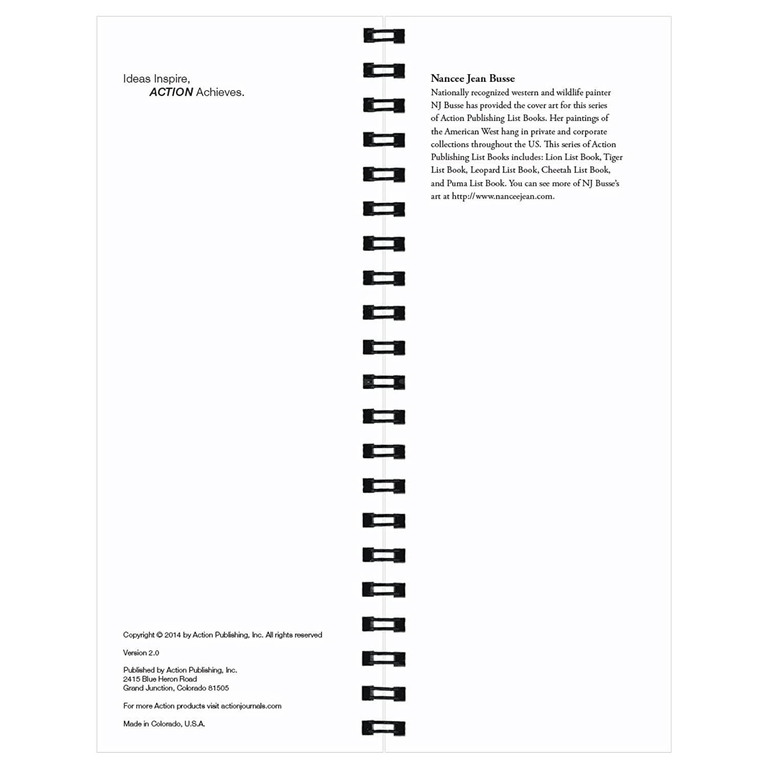 Beautiful Cheetah List Books (11 x 4.25 inches) Side-Bound Notebook - Cover Art by Nationally Recognized Artist NJ Busse - Purr-fect for keeping all your lists.