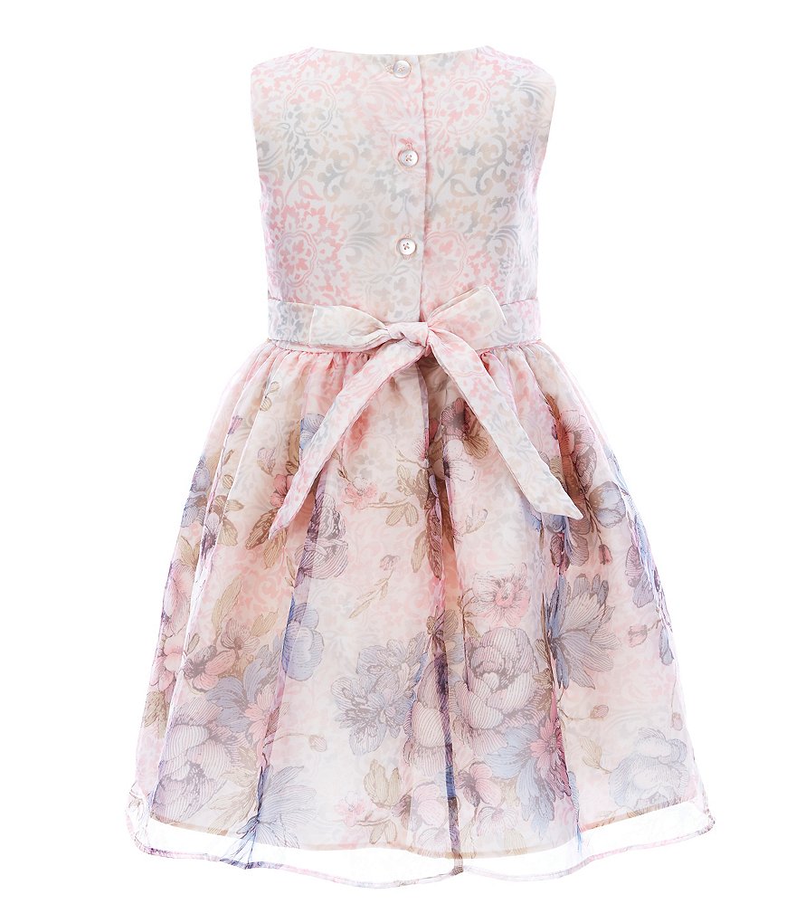 Pippa & Julie Little Girls 2T-6X Floral/Clip-Dot Tiered Fit-And-Flare Dress