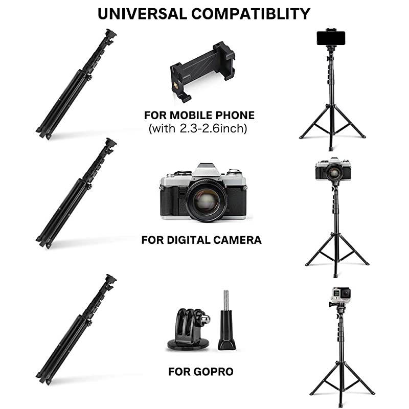 Selfie Stick Tripod UBeeszie Extendable Cell Phone Tripod Stand with Wireless Remote Shutter Compatible with All Phones DSLR Action Camera