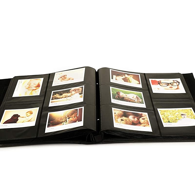 Picutre Album 4x6 500 s Extra Large Capacity Leather Cover Wedding Family Albums Holds 500 Horizontal and Vertical 4x6 s with Black Pages Blue