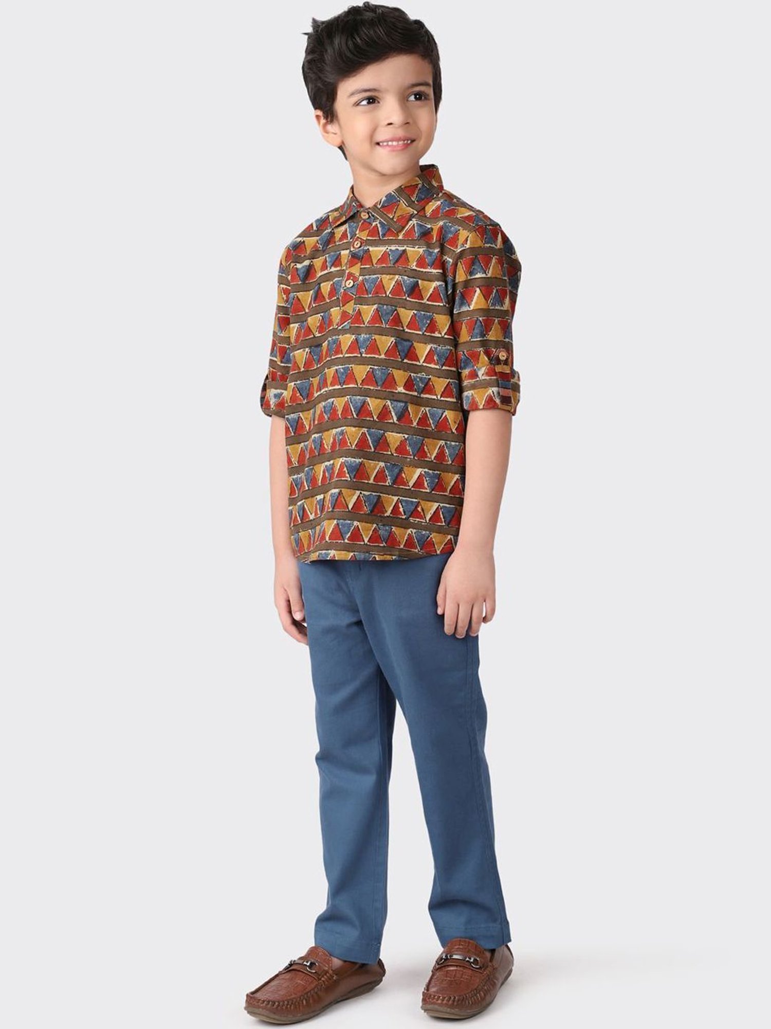 Fabindia Kids Navy Cotton Regular Fit Pants