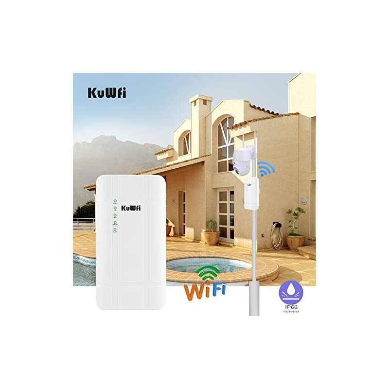 300Mbps Outdoor 4G LTE CPE WiFi Router with Sim Card Slot CAT4 SIM Routers with POE Adapter Work with IPcamera or Outside WiFi Coverage (US Version B2/B4/B5/B12/B13/B14/B66/B71)