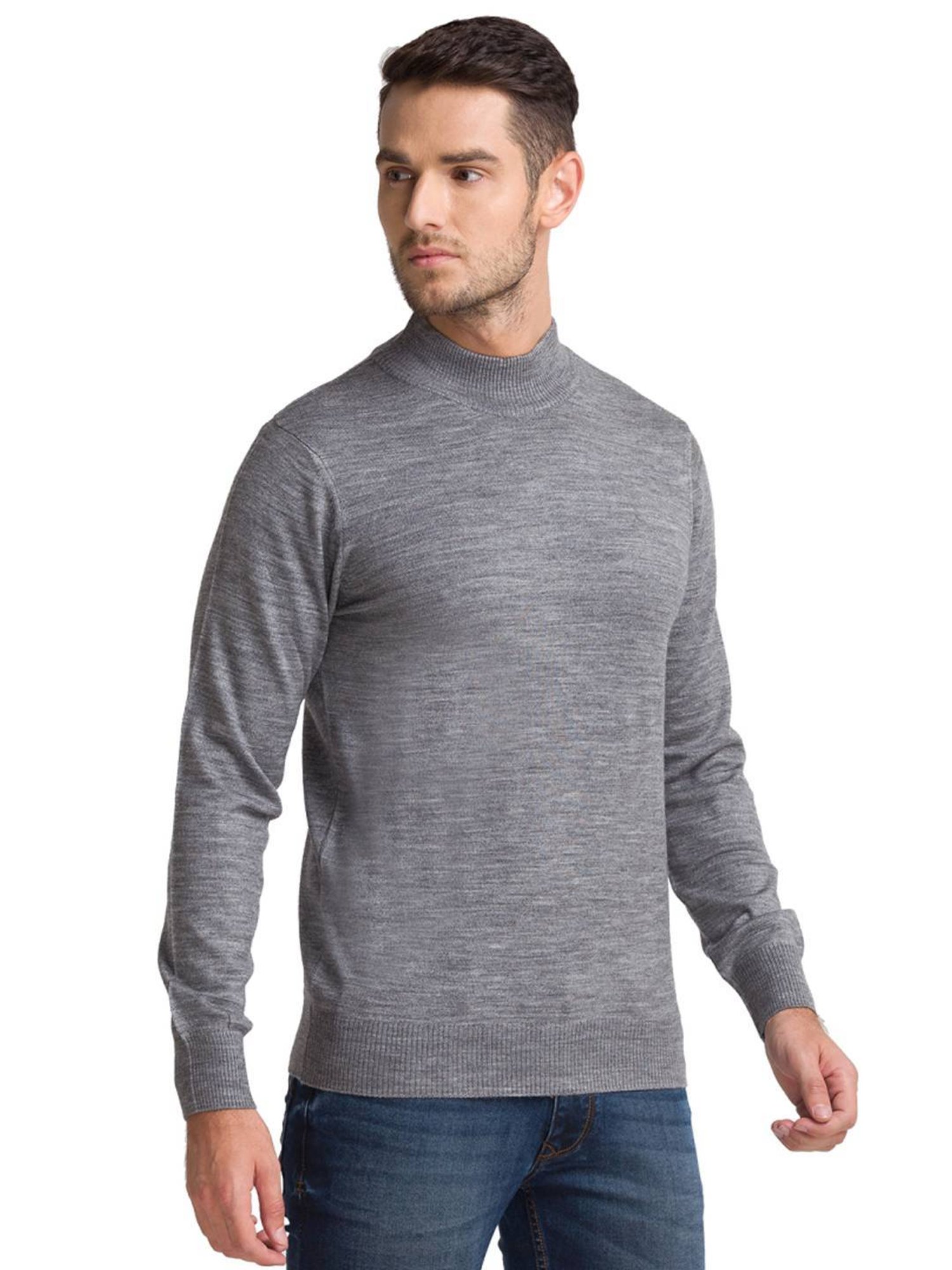 Parx Grey Regular Fit Sweaters
