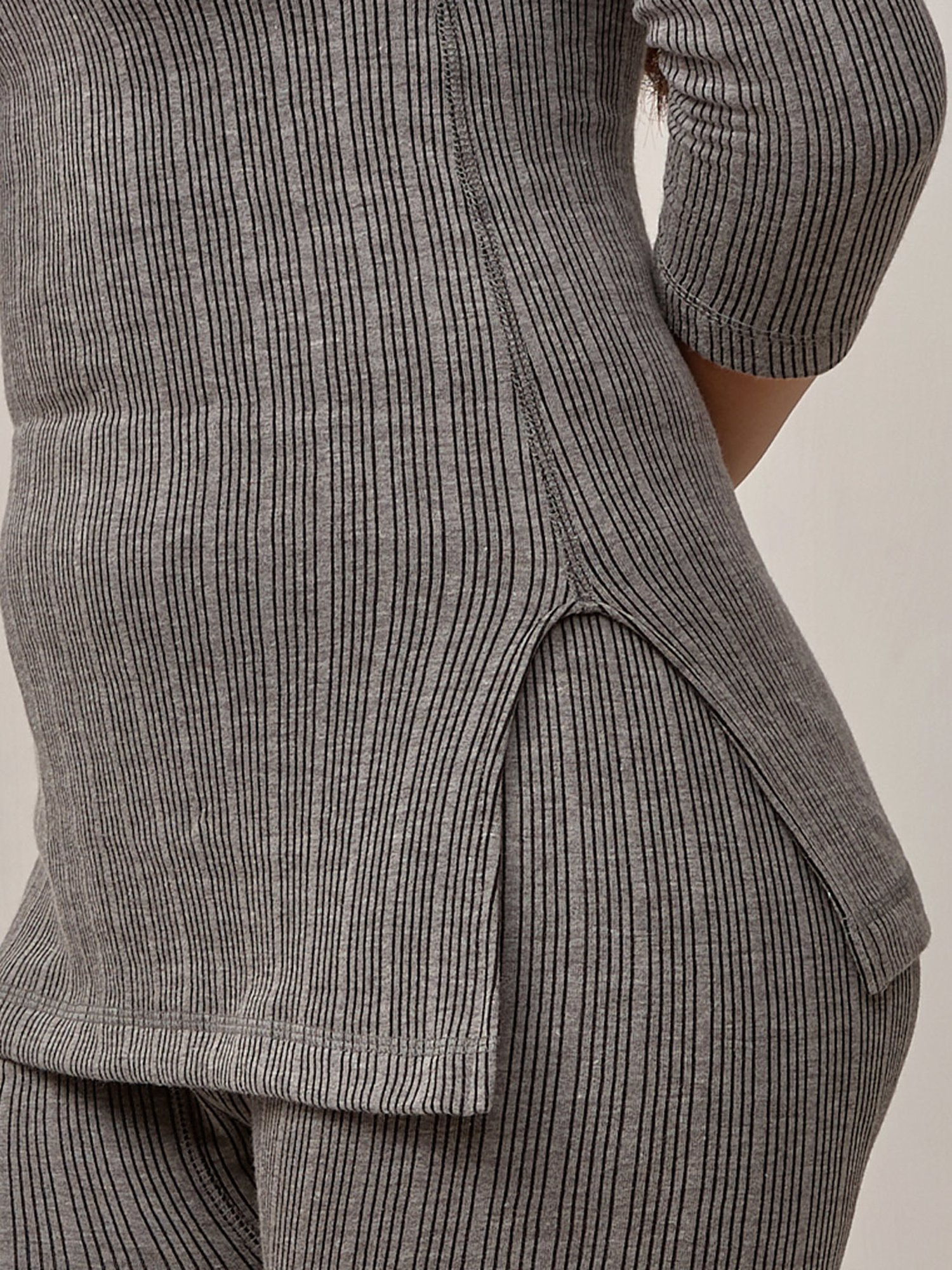 LUX Inferno Grey Striped Thermal Top