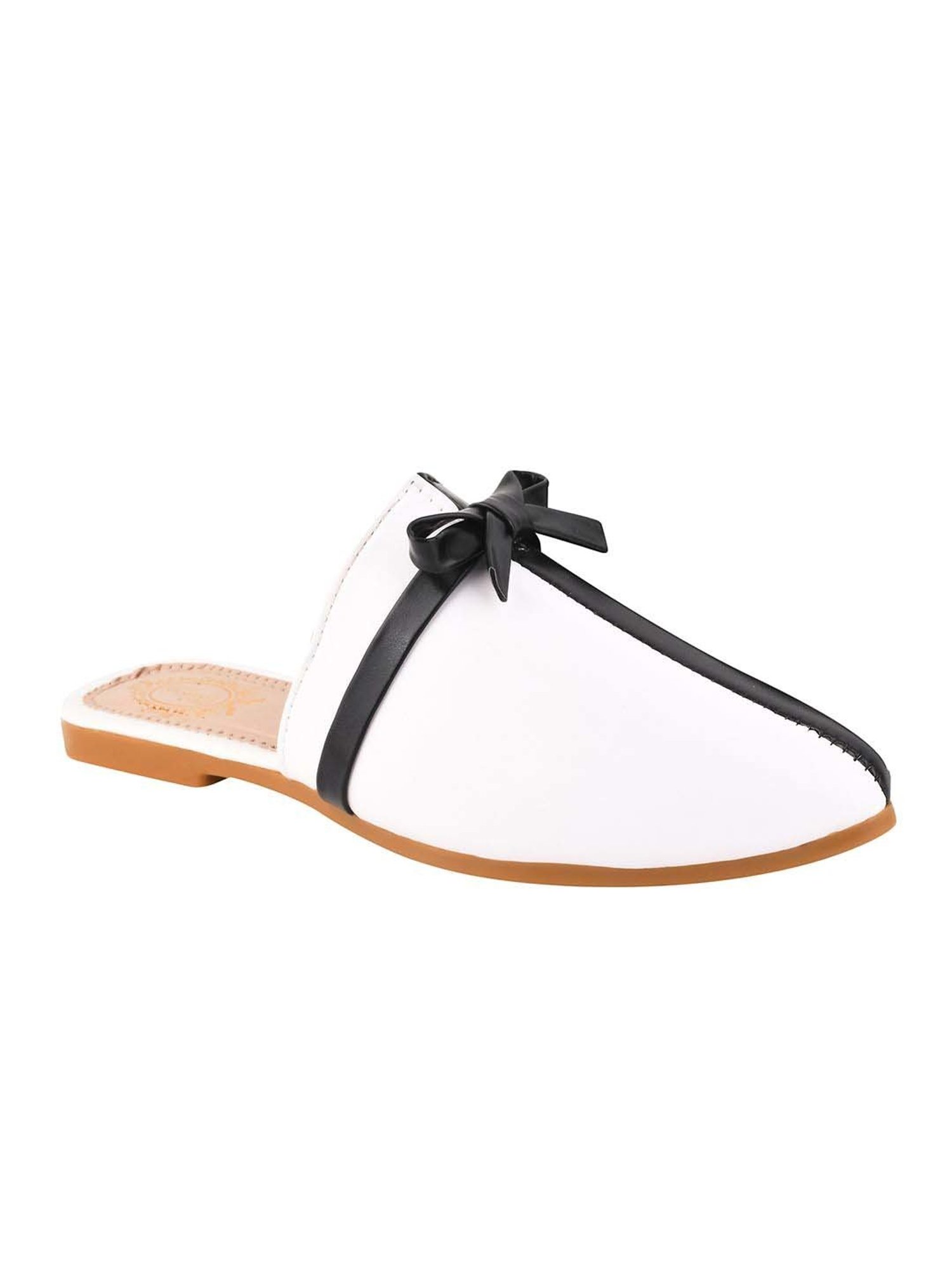 Shoetopia Kids White & Black Mule Shoes