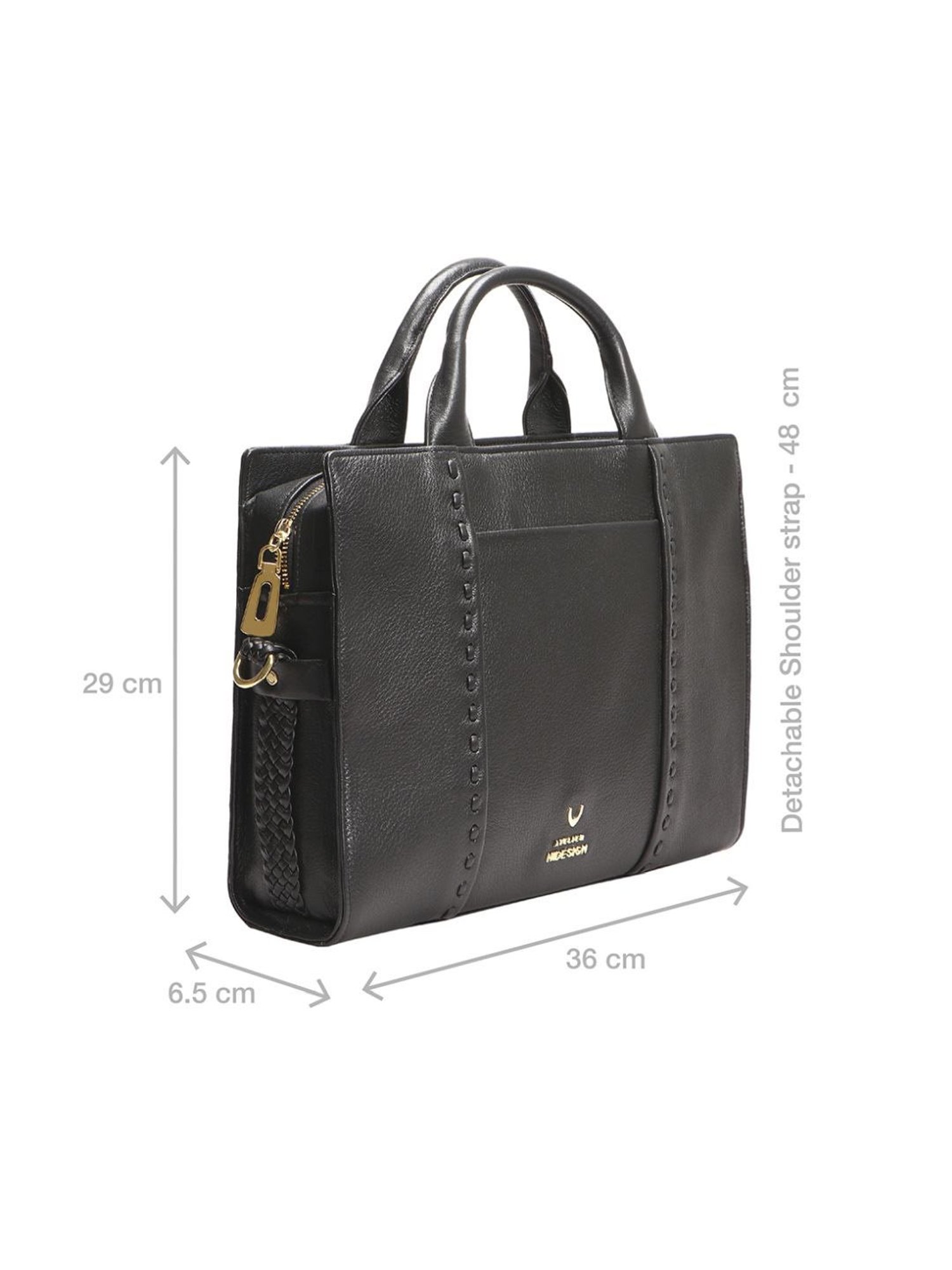 Hidesign Atelier Callas 08 Black Leather Solid Laptop Messenger Bag