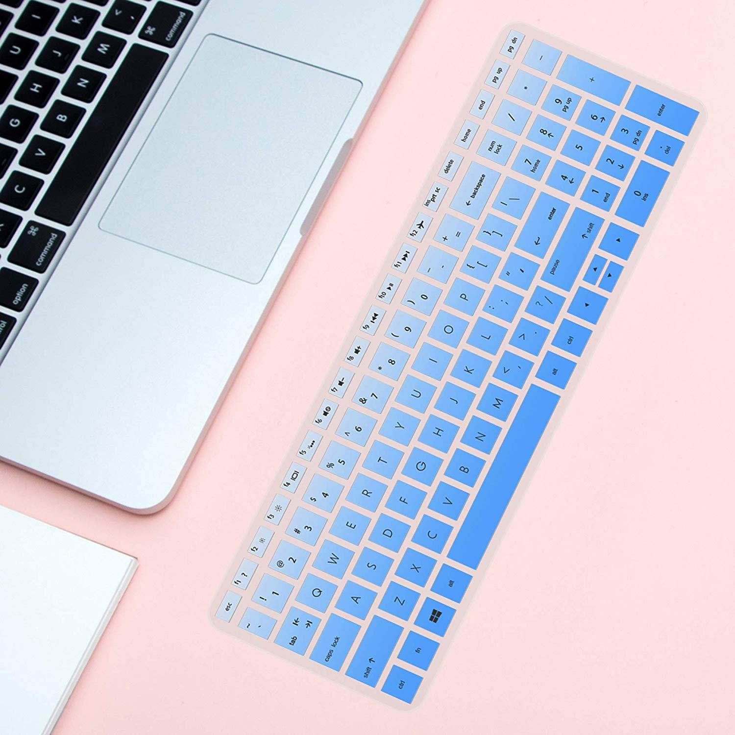 [2pack] Keyboard Cover for HP Envy x360 2-in-1 15.6" Laptop Series /2018 Newest HP Pavilion 15.6 inch Series /2018 HP Envy 17.3" 17M 17-BS 17-BW Series Touch-Screen Laptop Protective Skin(gradualblue)