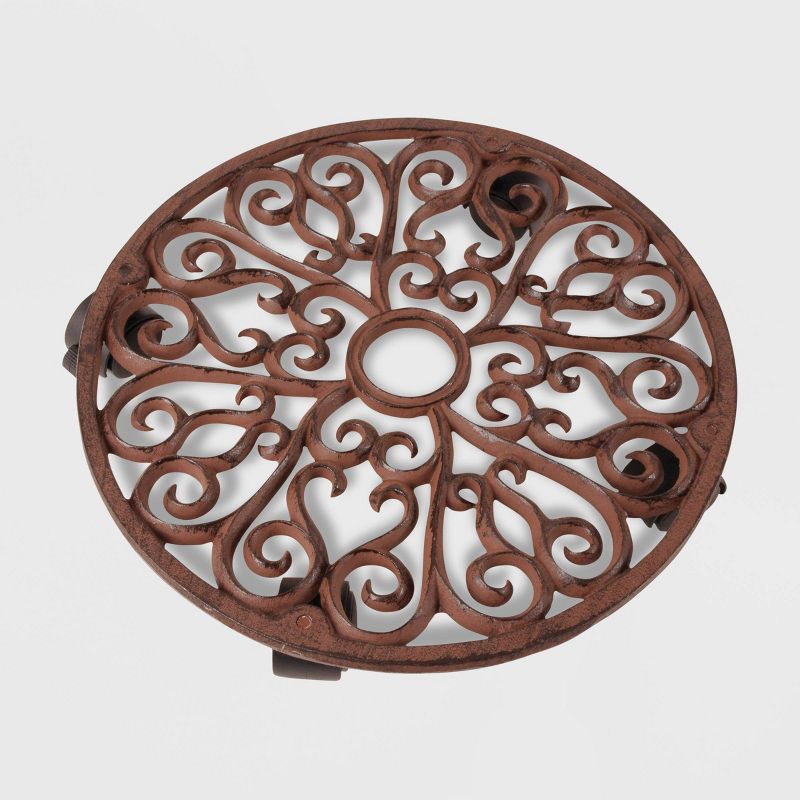 14" Iron Round Plant Trolley Brown - Esschert Design