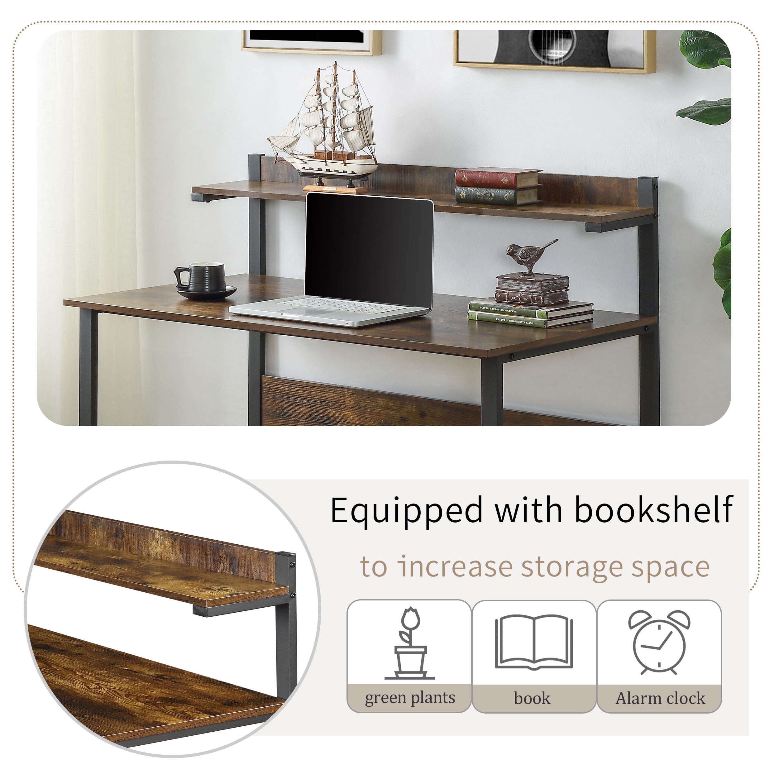 Home Office Computer Desk Morden Simple Style Study Table Gaming Desk with Storage Shelves