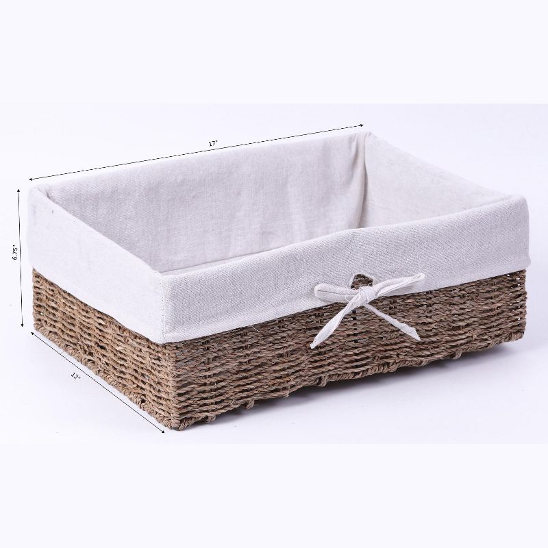 Vintiquewise Large Seagrass Shelf Storage Basket with White Lining