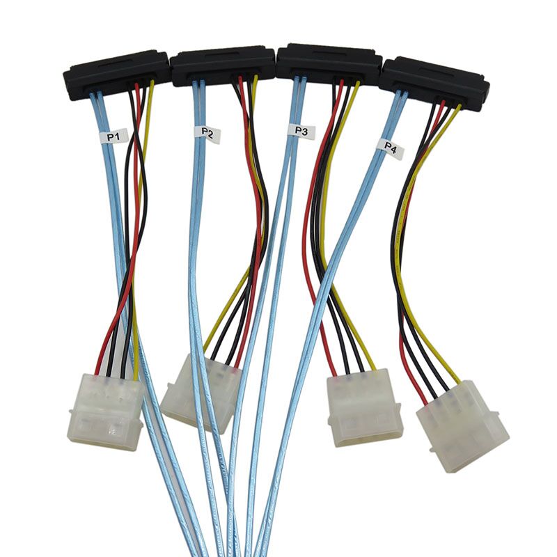 Weastlinks Sas Sata Cables for HDD Server Display Card MINI SAS 4i SFF-8087 36Pin To 4 SAS 29Pin Sff 8482 +4pin Power Cable 1m