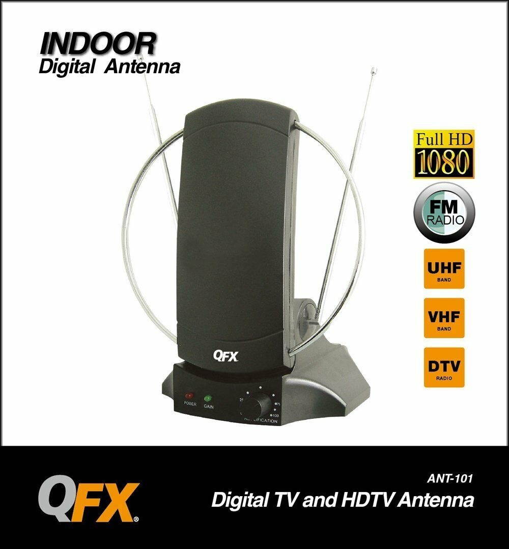 QFX ANT-101: HD/DTV/VHF/UHF/FM Radio 90-Degree Rotating Antenna