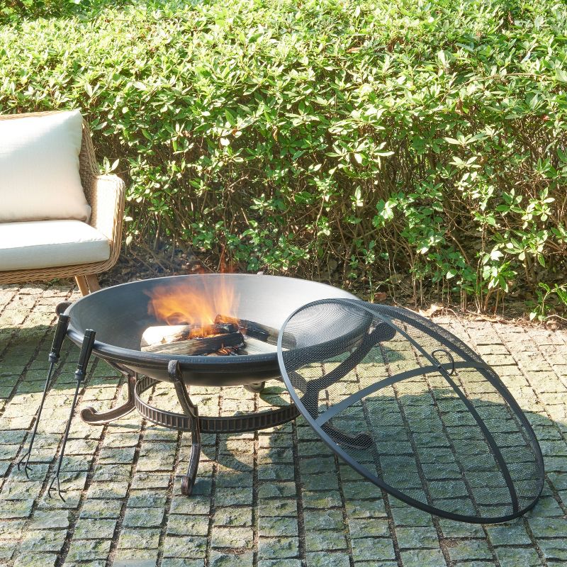 DeckMate 30371 Avondale Outdoor Backyard Patio Portable Steel Fire Bowl Fire Pit, Antiqued Copper Finish
