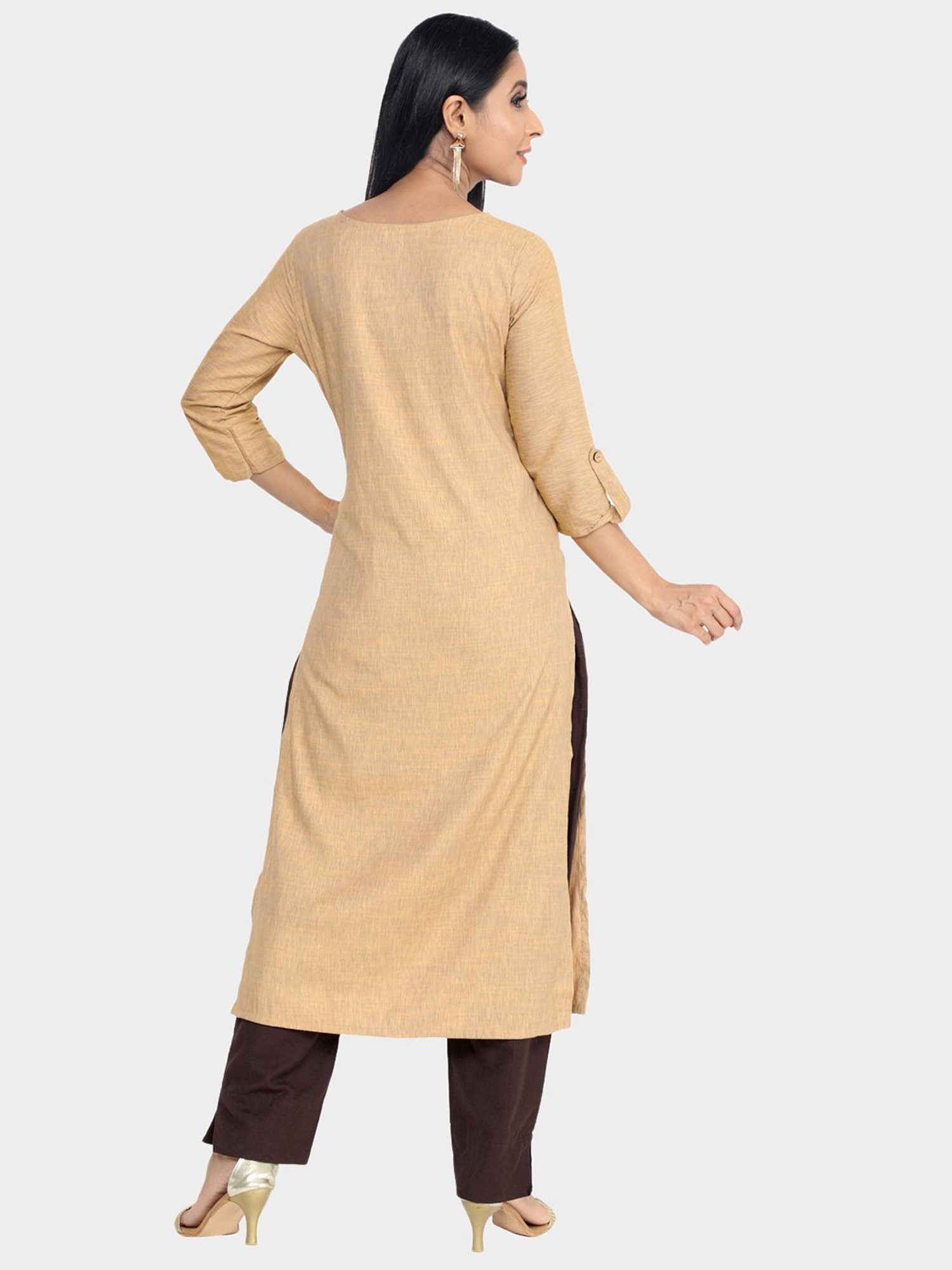 Paislei Beige Printed Viscose Kurta