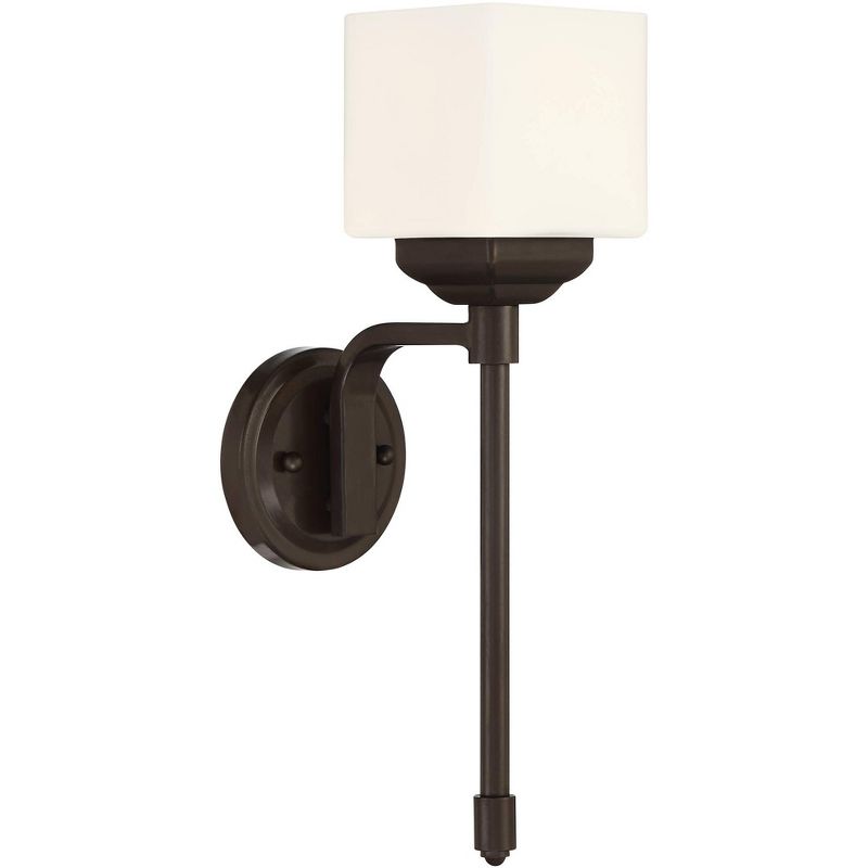 John Timberland Denna 18" High Black Finish White Glass Wall Sconce