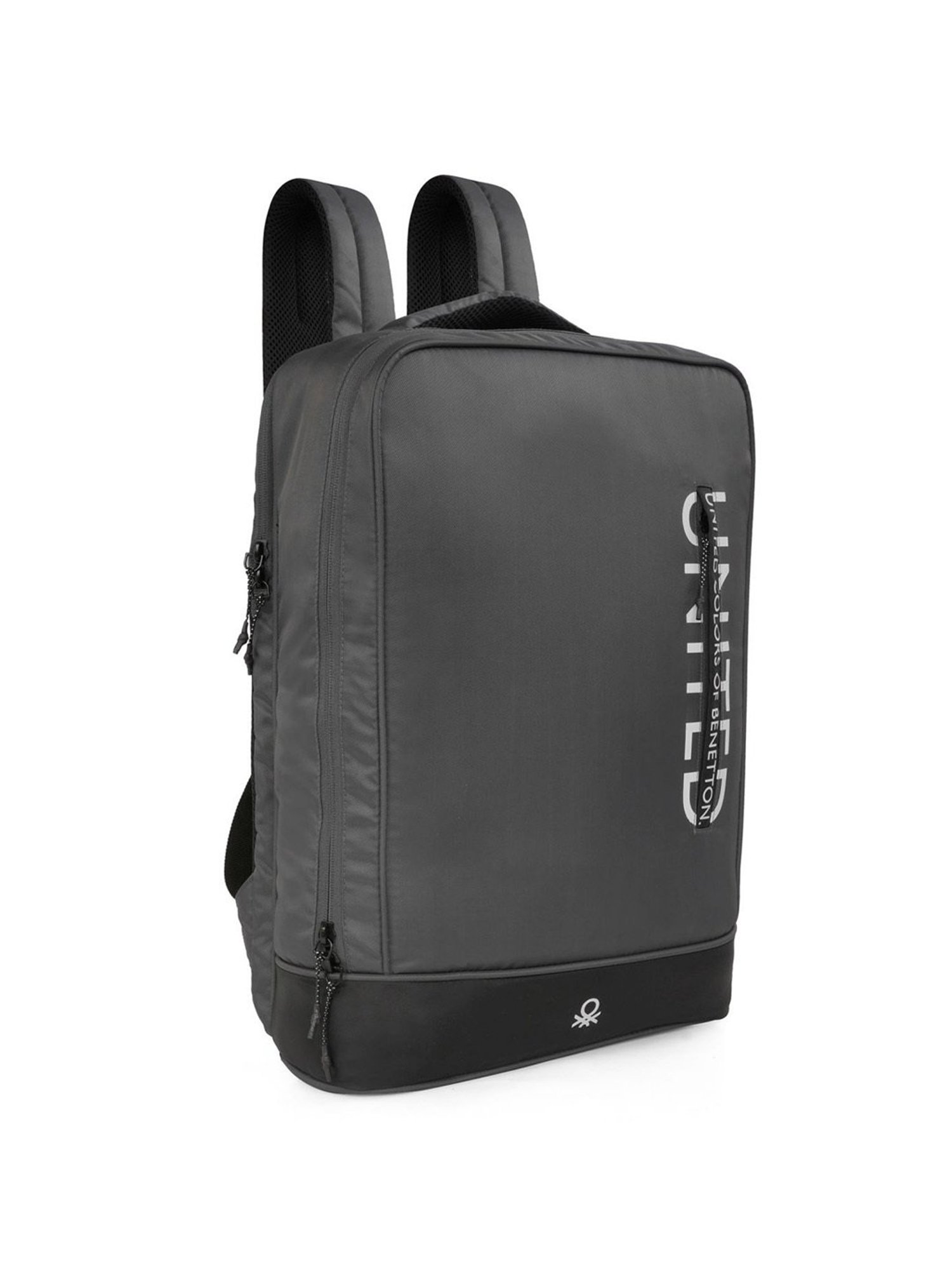 United Colors of Benetton Lennox Grey Polyester Solid Laptop Backpack - 20 Ltrs