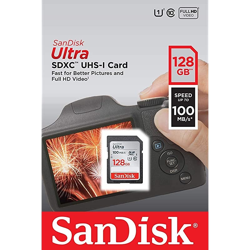 128GB SDXC SD Ultra Memory Card Works with Canon EOS Rebel T7 Rebel T6 77D Digital Camera Class 10 SDSDUNR128GGN6IN Bundle with 1 Everything But Stromboli Combo Card Reader