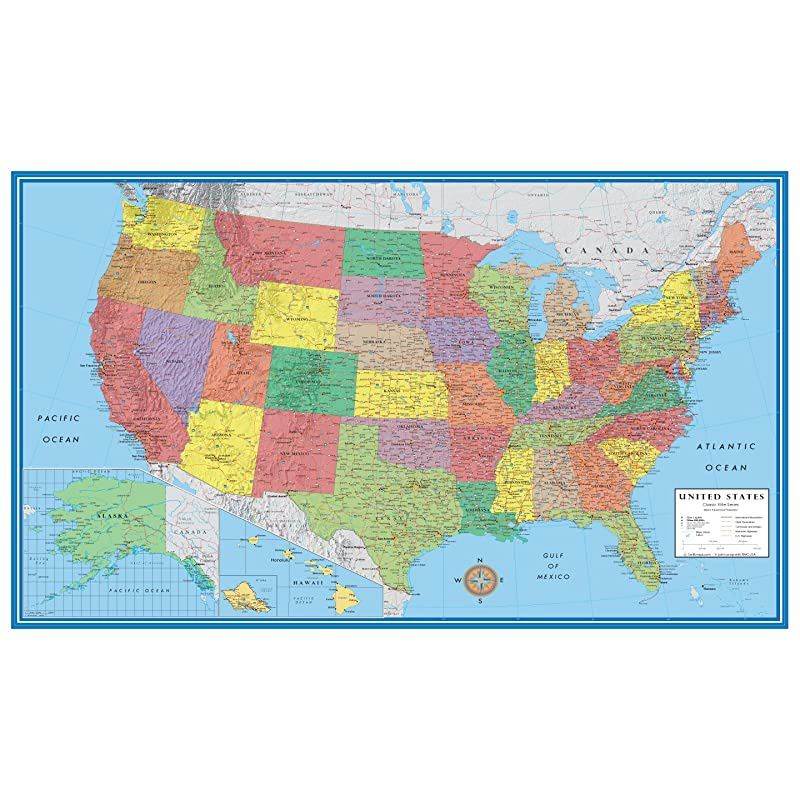 24x36 United States USA Classic Elite Wall Map Mural Poster Laminated