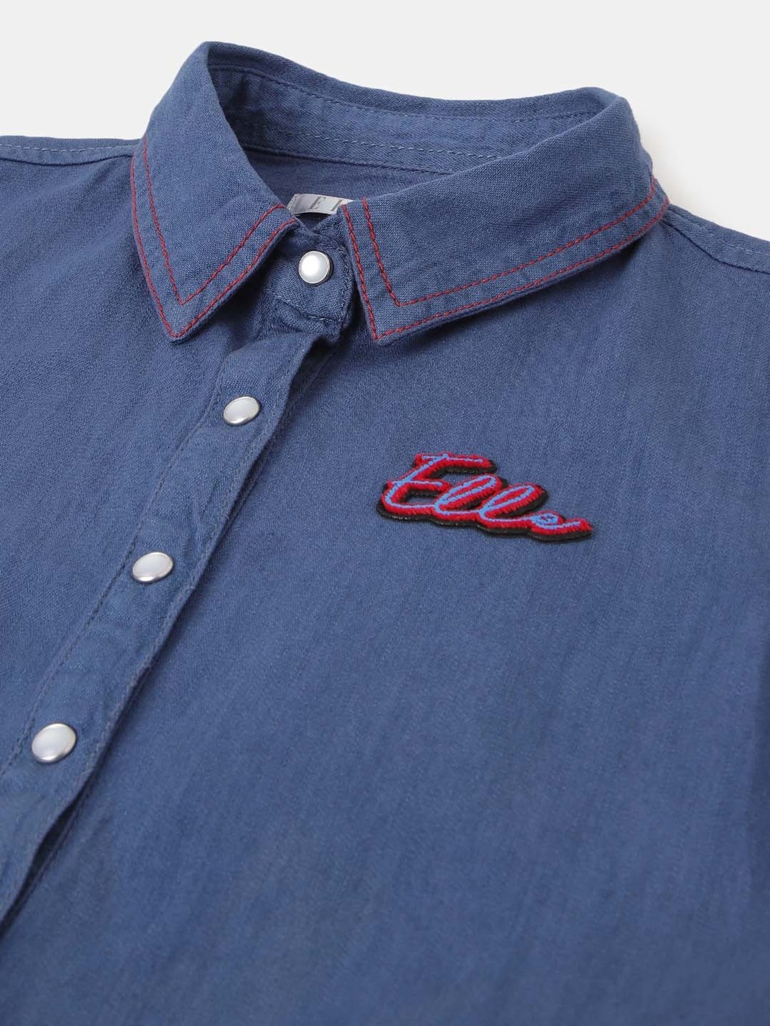 Elle Kids Blue Cotton Logo Playsuit