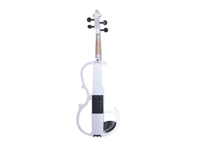 Cecilio 4/4CEVN-2W 4/4 Full Size Electric Silent Solidwood Violin w/ Ebony Fittings in Style 2 - Metallic Pearl White