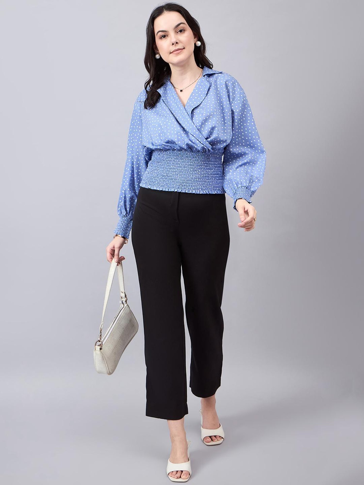 Style Quotient Blue Polka Dot Top