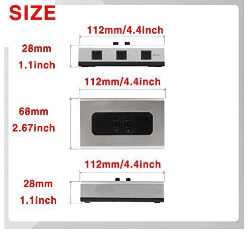 2PORT RJ11 RJ12 Manual Sharing Telephone Switch BOX Phone selector