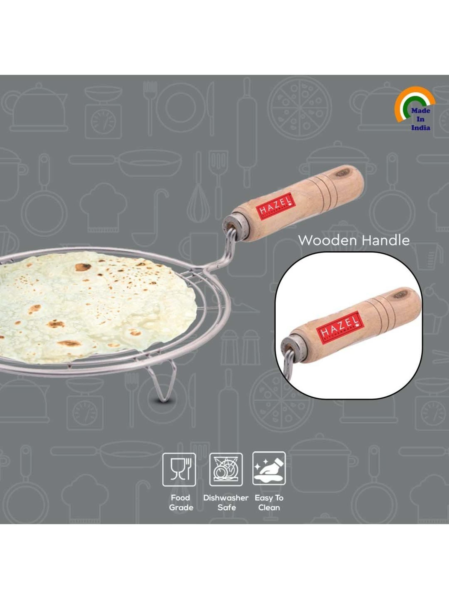 HAZEL Silver Aluminium Round Papad Jali