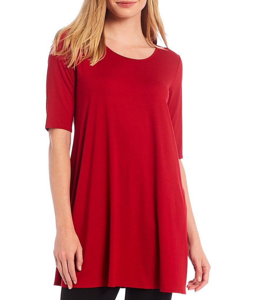 Eileen Fisher Jersey Elbow Sleeve Scoop Neck Tunic