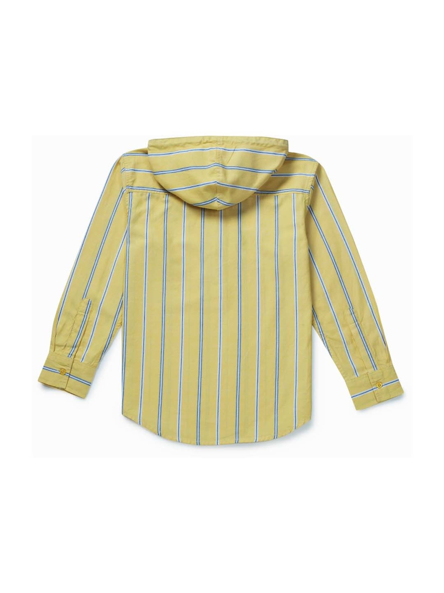 Gini & Jony Kids Yellow & Blue Cotton Striped Full Sleeves Shirt