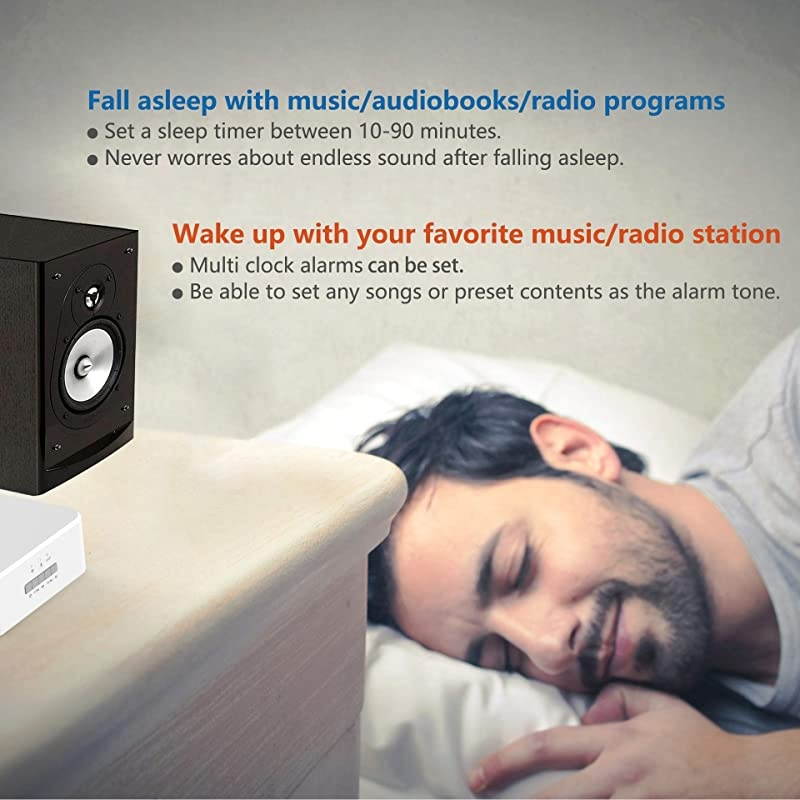 WiFi Bluetooth Stereo Digital Receiver Amplifier for 2021 Home Audio Bookshelf Passive Speaker System with Optical AUX Input Subwoofer Output App Control with Clock Alarm amp Sleep Timer