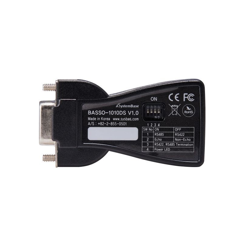 SystemBase &ndash; Industrial RS232 to RS422/485 Serial Converter, Industrial RS232 to RS422/485 Serial Adapter, mini size, 15kV ESD Protection (BASSO-1010DS)