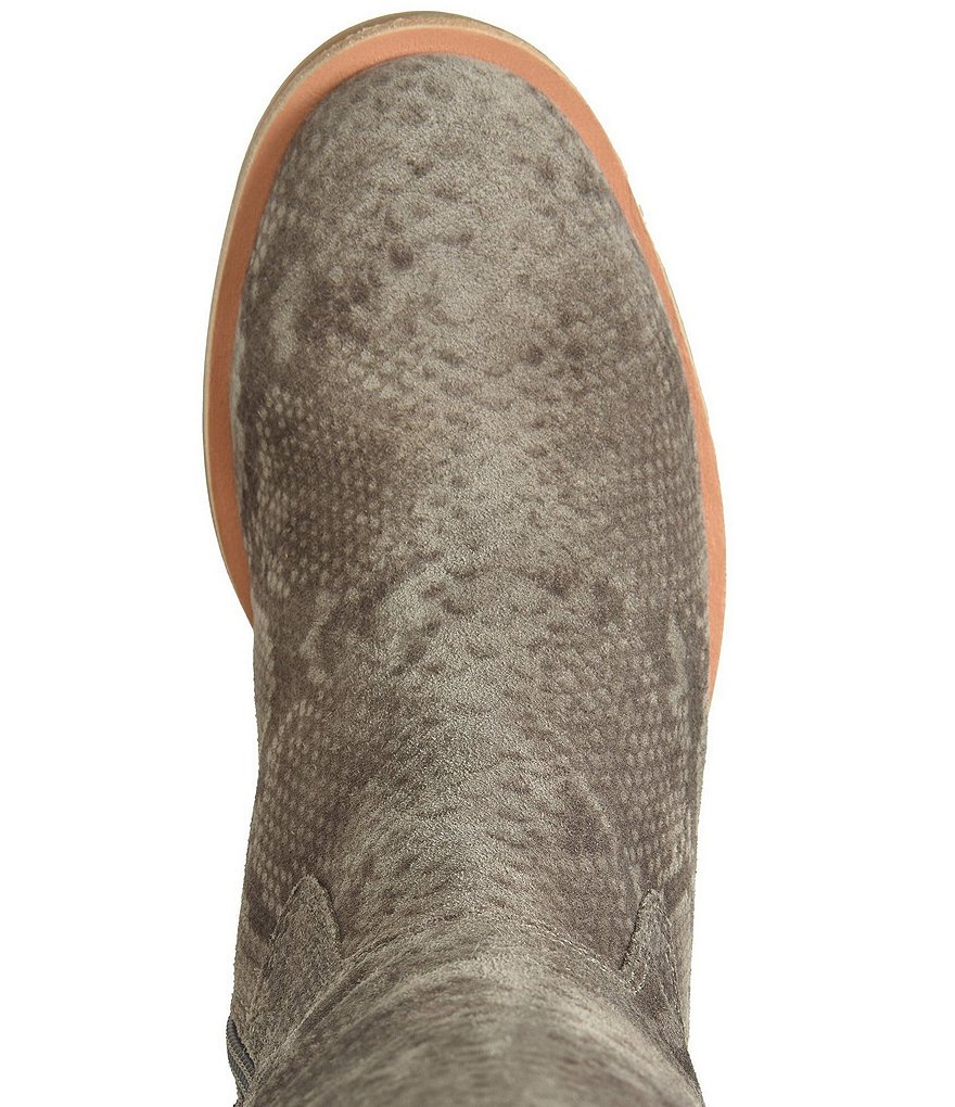 Sofft Sharnell Suede Snake Print Tall Waterproof Block Heel Boots