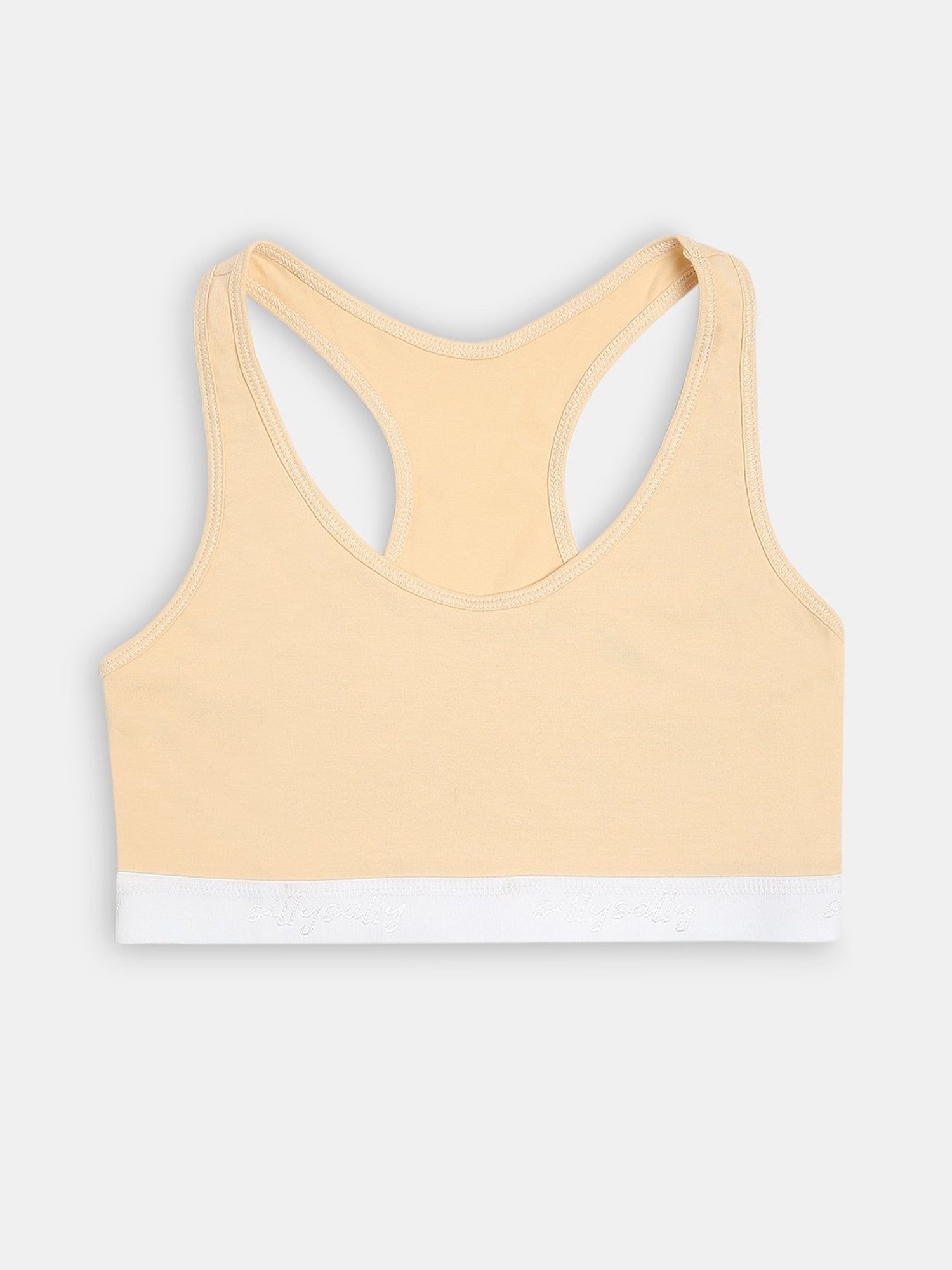 Sillysally Kids Solid Beige Bra (Pack Of 3)