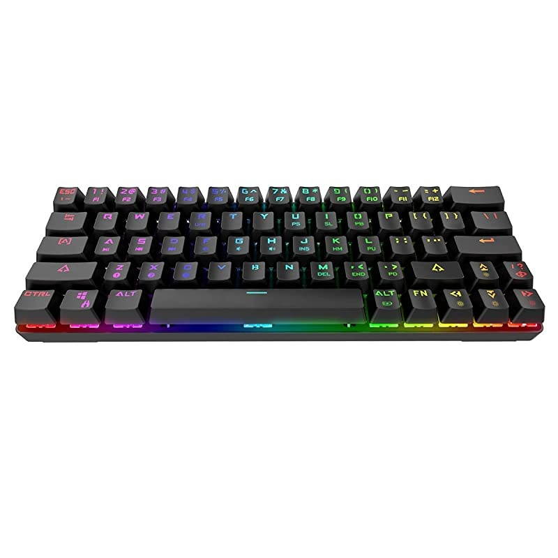 60% Keyboard with Dedicated Arrow Keys,  DK63 Wireless Wired Mechanical Gaming Computer Keyboard True RGB LED Backlit Bluetooth 4.0 Programmable, N-Key Rollover for Windows and Mac- Brown Switch