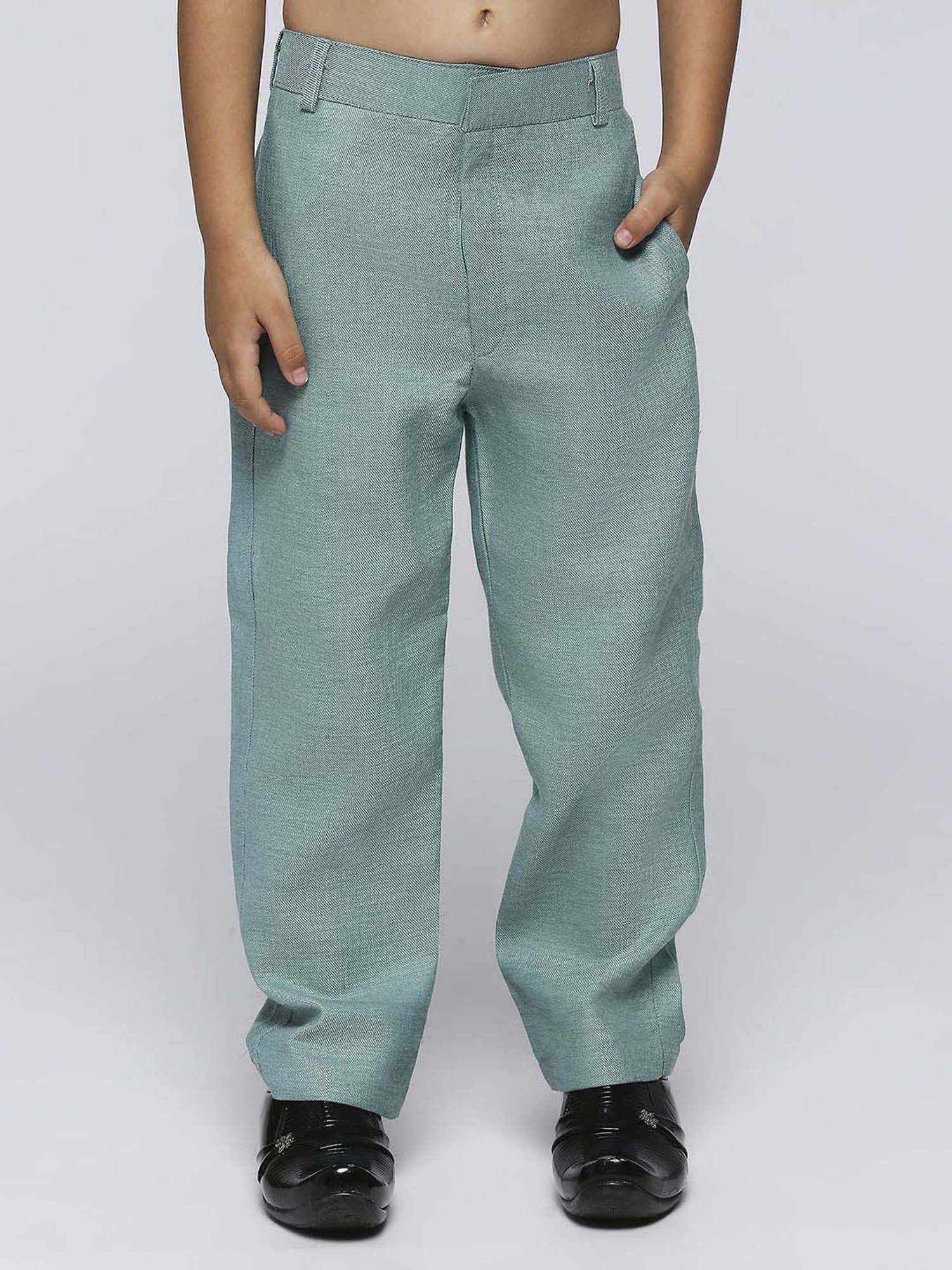 Kids Island Boys Green Jacquard Full Sleeves Kurta Set