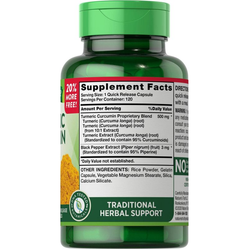 Nature's Truth Turmeric Curcumin Dietary Supplement Capsules - 120ct
