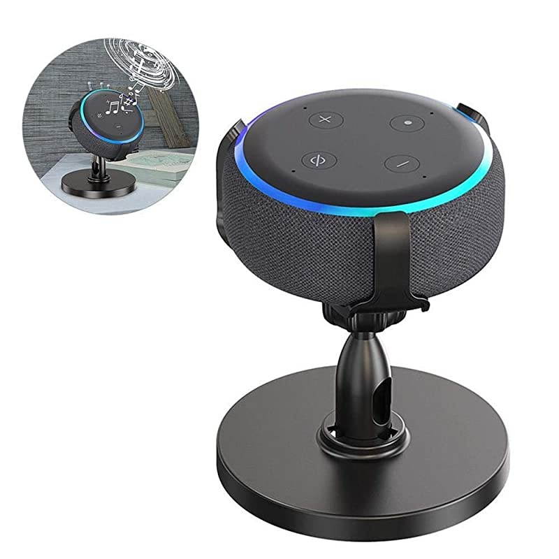 360 Degree Adjustable Echo Dot Stand AntiSlip Base Table Holder for Echo Dot 3rd Generation Black