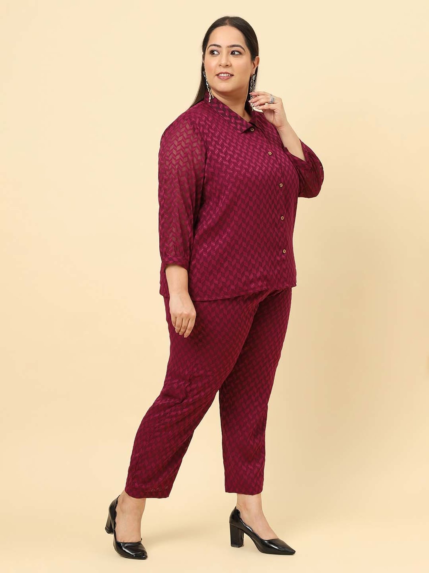 Sringam Purple Printed Shirt Pant Set