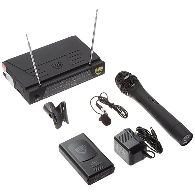 ENC DUET Wireless Dual Channel Handheld & Lapel/Lavalier Microphone System with 2 Wireless Transmitters