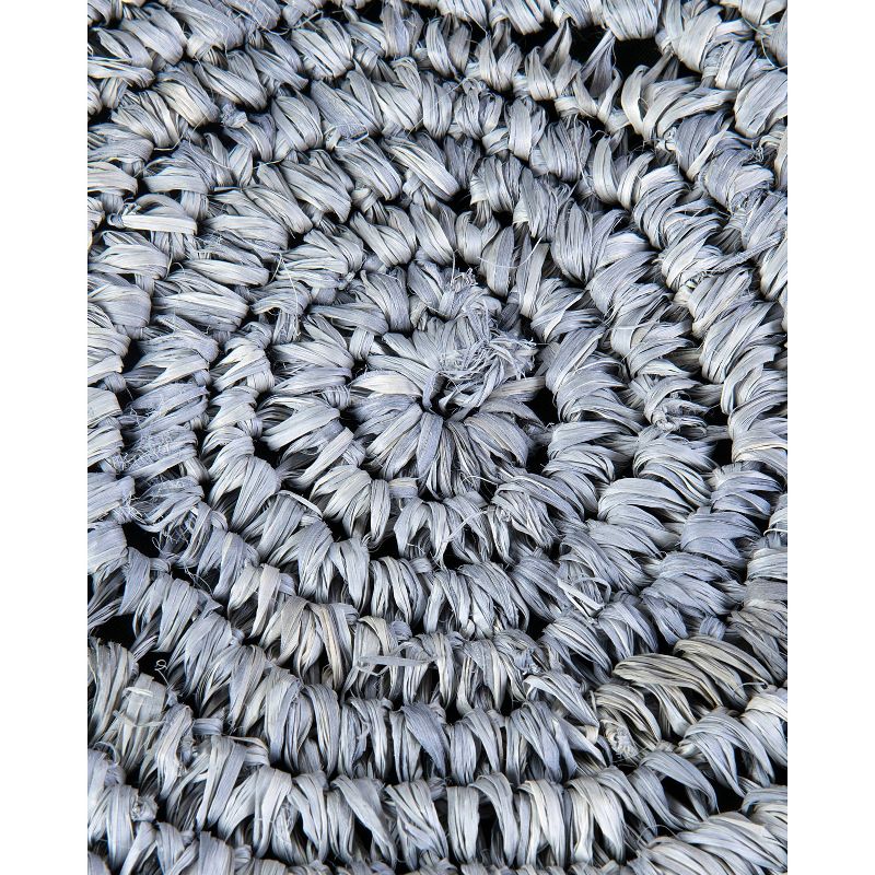 Gabrielle Rafia Round Ottoman Gray - East At Main