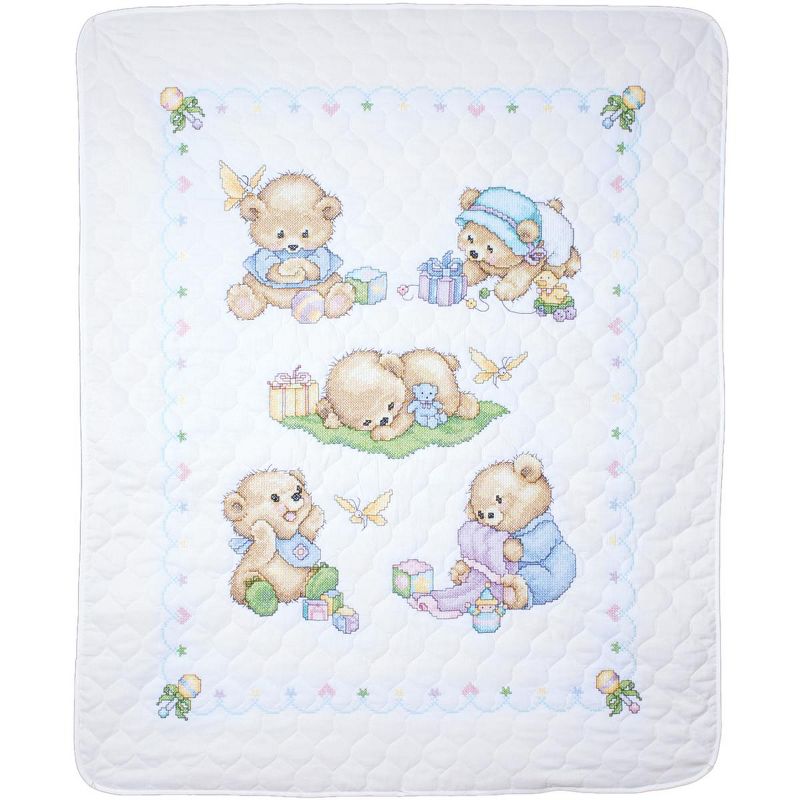 Tobin Stamped Quilt Cross Stitch Kit 34"X43"-Baby Bears