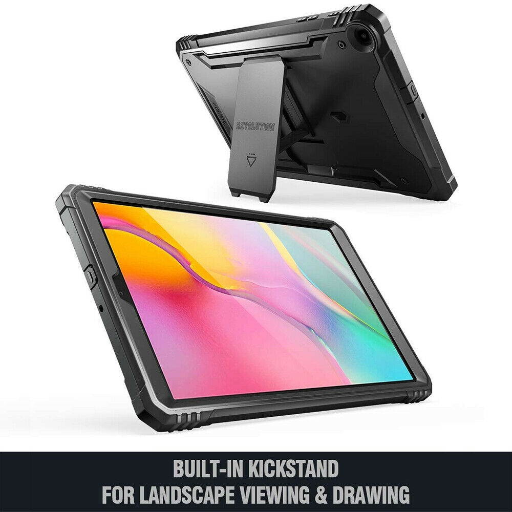 For Galaxy Tab A 10.1 Tablet Kickstand Case, w/Built-in-Screen Protector Black
