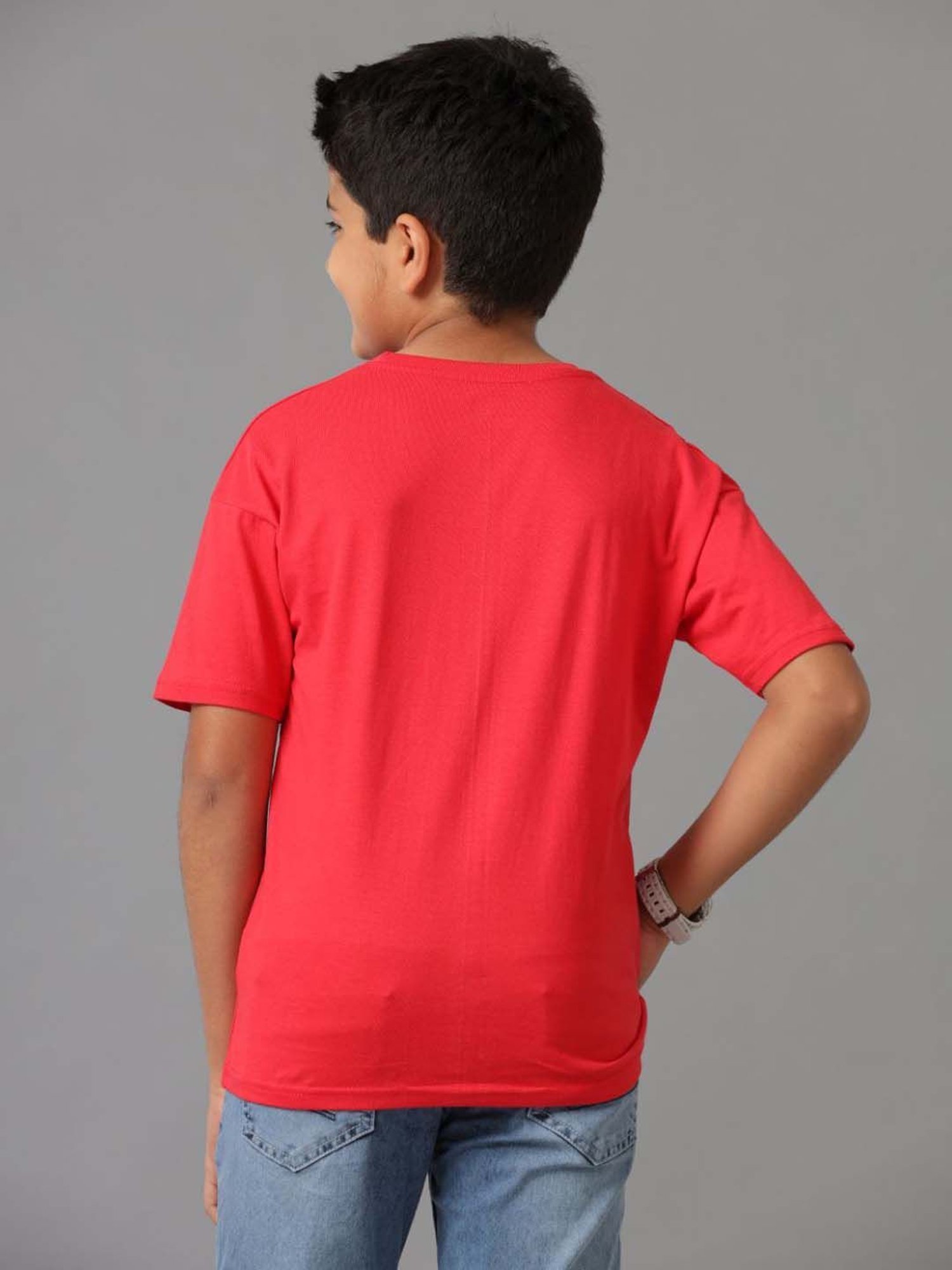 Under Fourteen Only Kids Red Cotton Printed T-Shirt