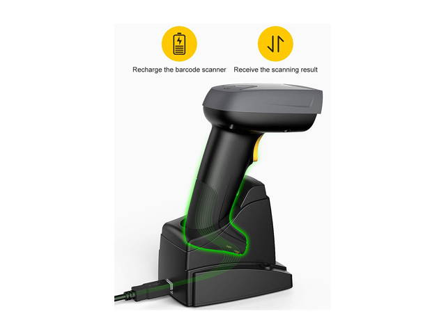 Inateck Barcode Scanner, QR Code Scanner with Smart Base, 2D, Wireless, Bluetooth, Read Screen, BCST-52 Black
