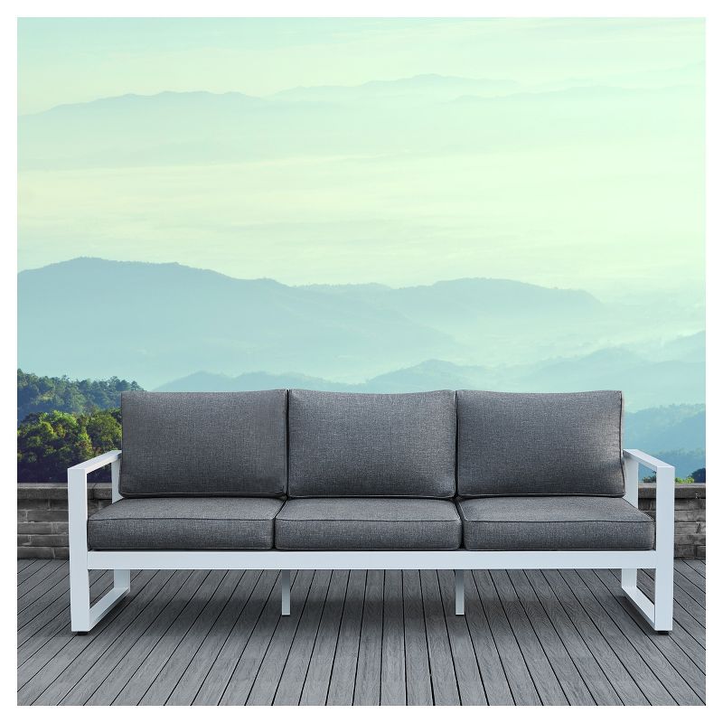 Baltic 1pc Metal Patio Sofa - White - Real Flame