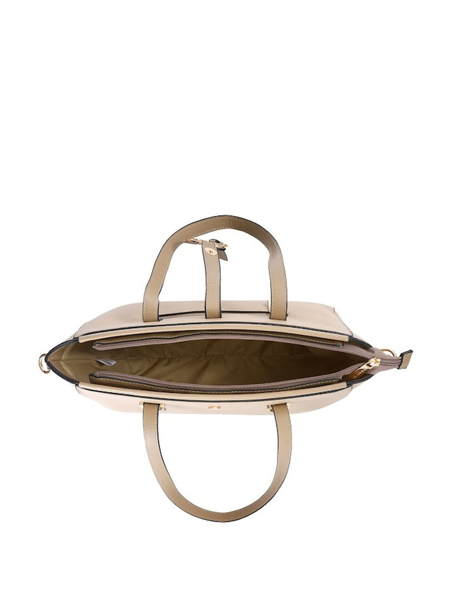 Sugarush Carly Beige PU Solid Shoulder Handbag