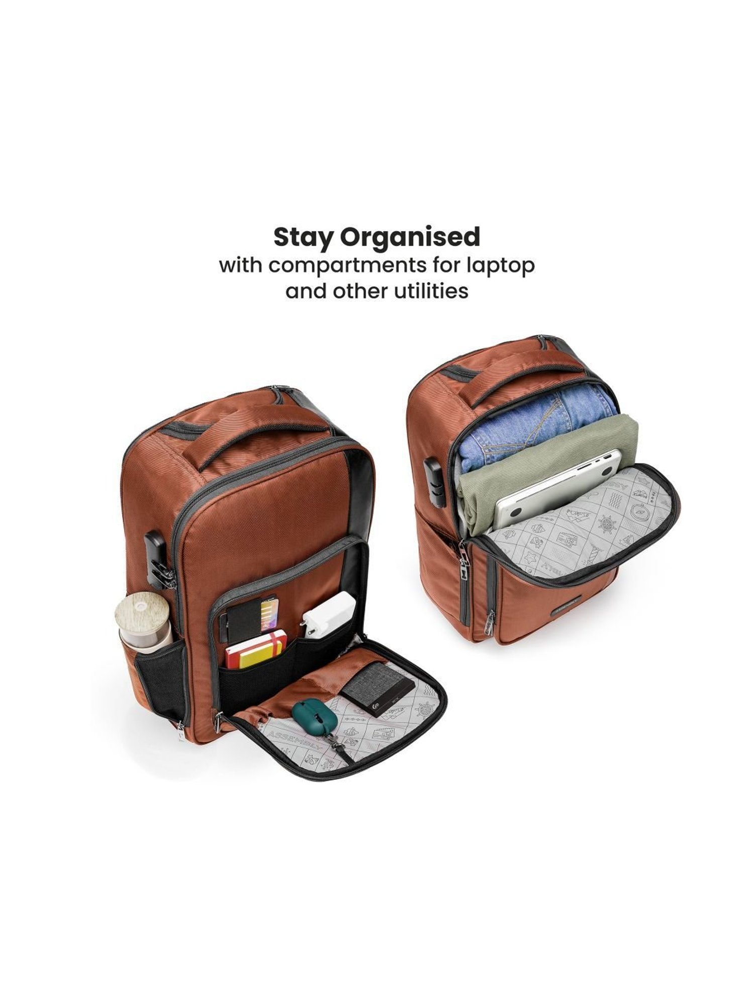 Assembly 30 Ltrs Rust Large Laptop Backpack Trolley Bag